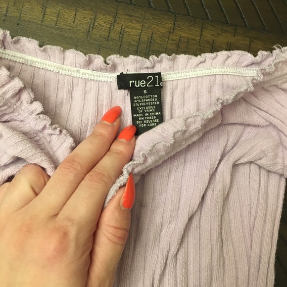 Lavender Off the Shoulder Ruffled Shirt - Picture 3 of 3